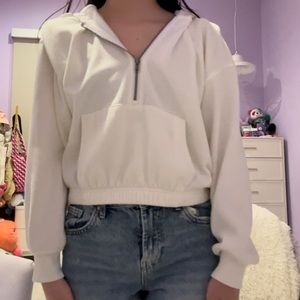 white half zip up hoodie